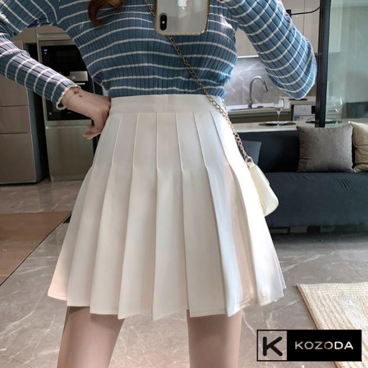 Chân váy tennis xếp li màu trắng đen xếp ly skirt cạp lưng cao ngắn chữ a phong cách ulzzang cv5 kozoda  ྇  ྇