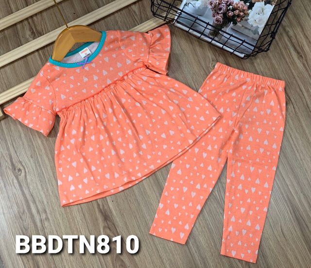 Bộ babydoll tay ngắn quần dài thun borip xinh xắn cho bé gái từ 11 đến 23kg - Bộ quần áo bé gái