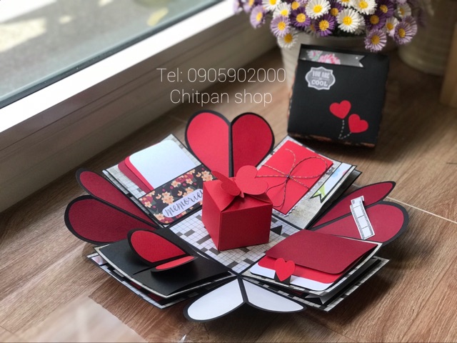 Hộp quà love box 10cm màu đỏ