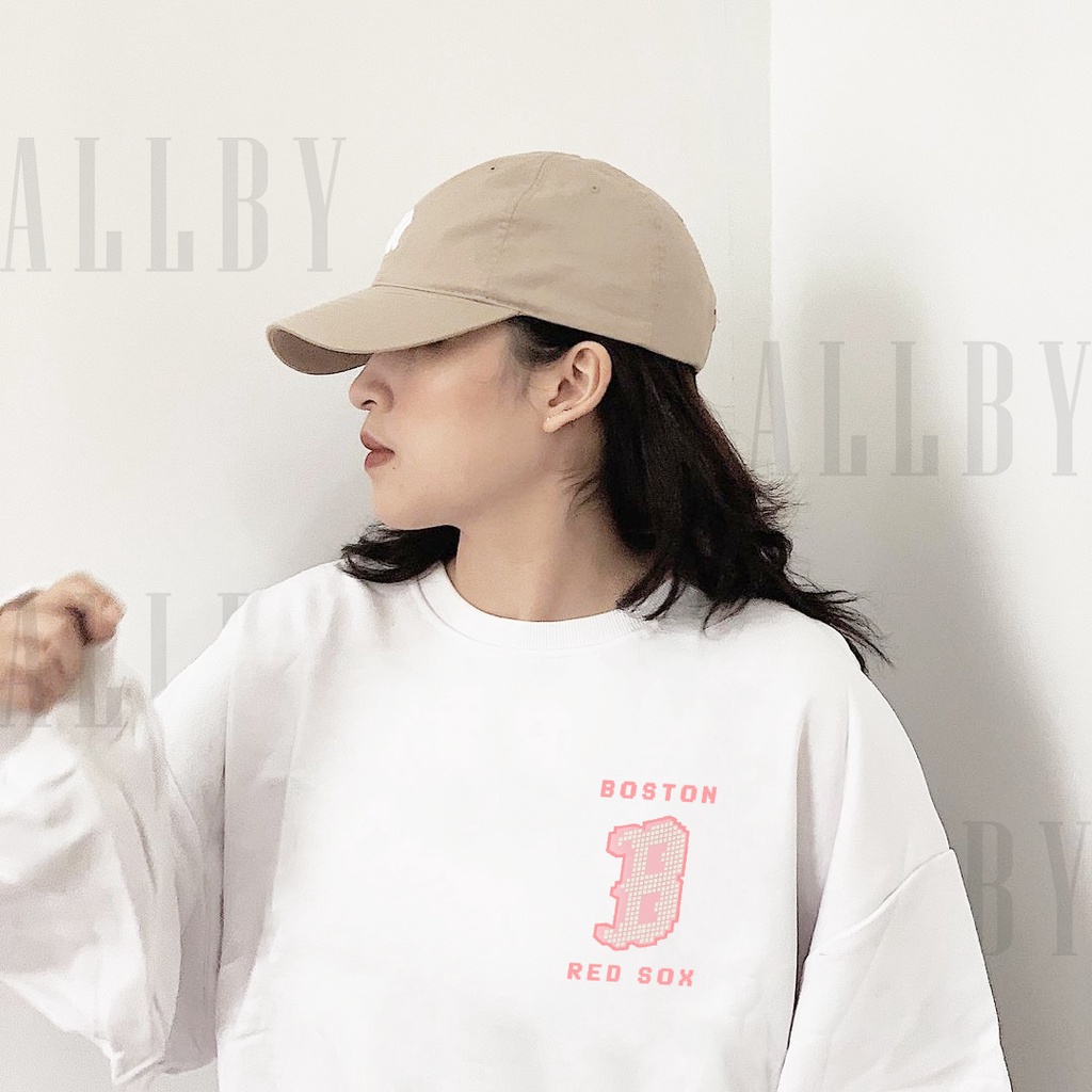 Áo Sweater nam nữ vải nỉ Allby Red Sox tay bồng form rộng