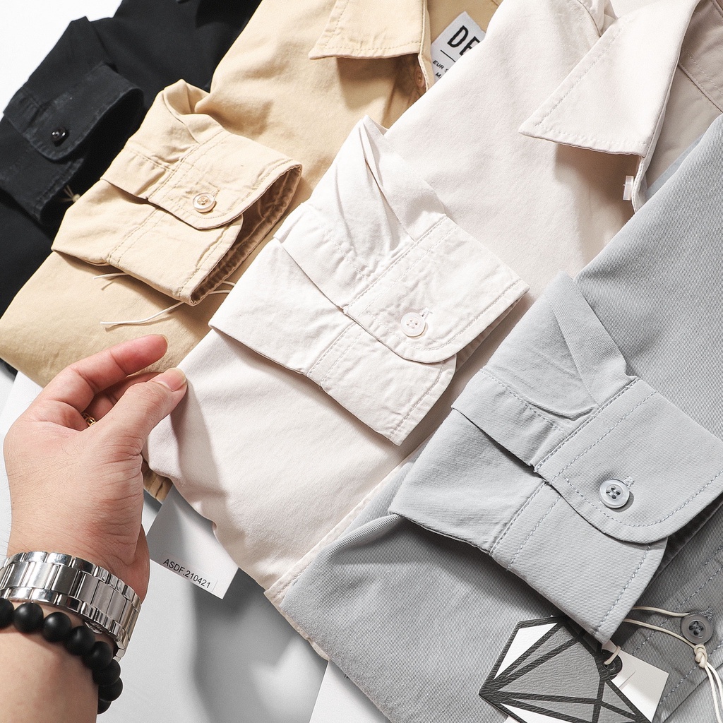 Aó sơ mi NAM denim kaki Defoxx (Form Slim,chất vải kaki xử lí,mềm mịn thoáng mát Hàng VNXK) | BigBuy360 - bigbuy360.vn