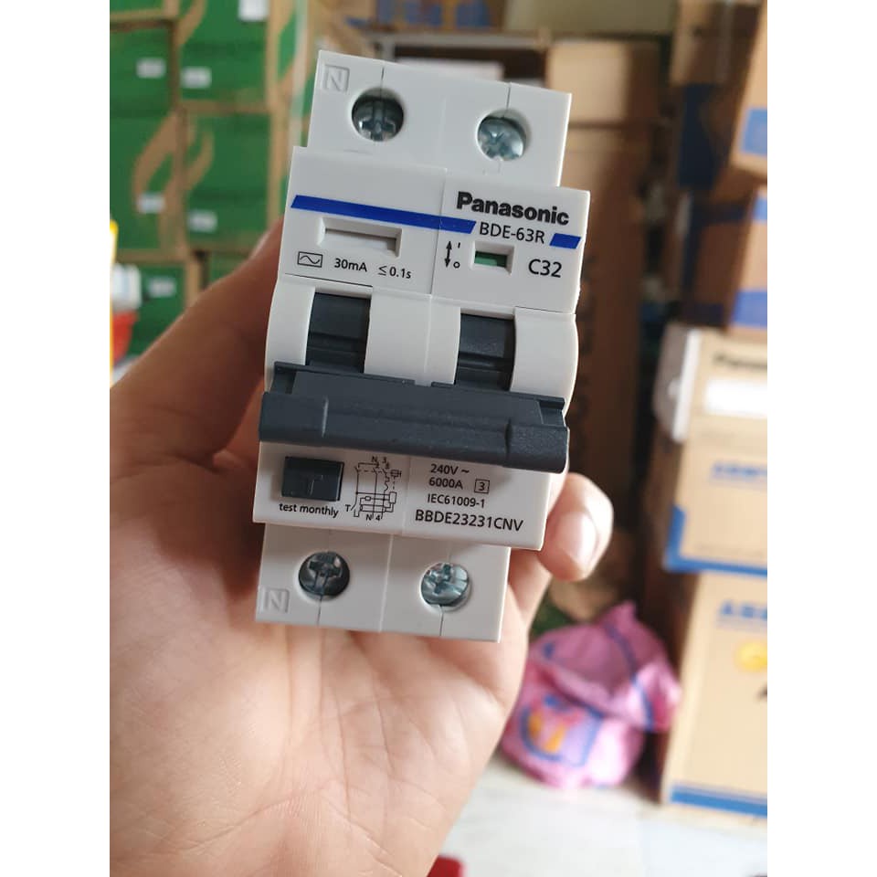 PANASONIC Cầu Dao Chống Giật, ELCB Chống Giật Đôi 2 Pha 2 Cực 6A ~63A 30mA - Hàng Chất Lượng - BH 12 Tháng