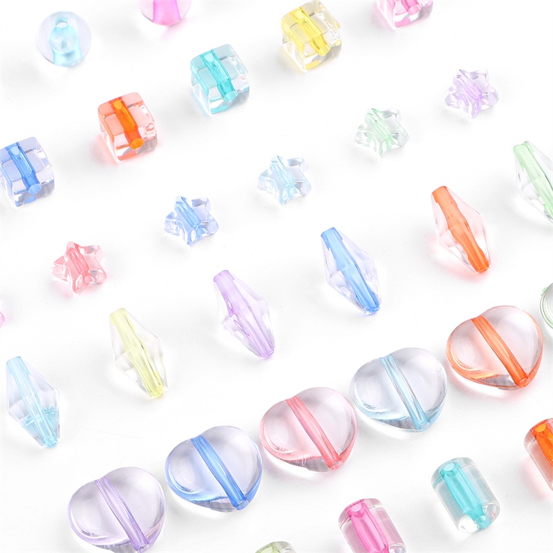 Hạt xỏ BEADIA hình trái tim bằng Acrylic màu hỗn hợp ngẫu nhiên trong suốt dùng làm đồ thủ công DIY