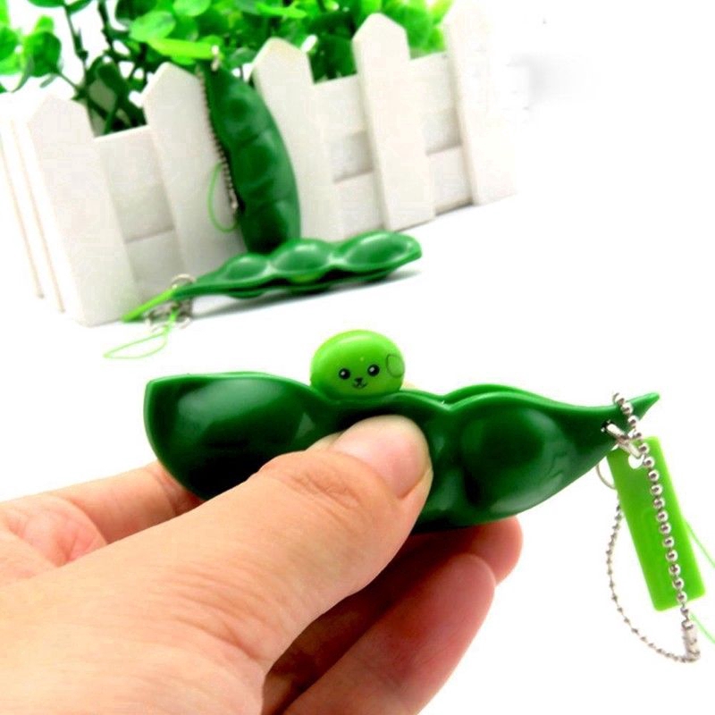 1 Pc Funny Beans Fidget Toy/ Relief Stress Edamame Toys/ Peas Beans Pendant Keychain/ Squishy Squeeze Ball Cute Toys Key Ring