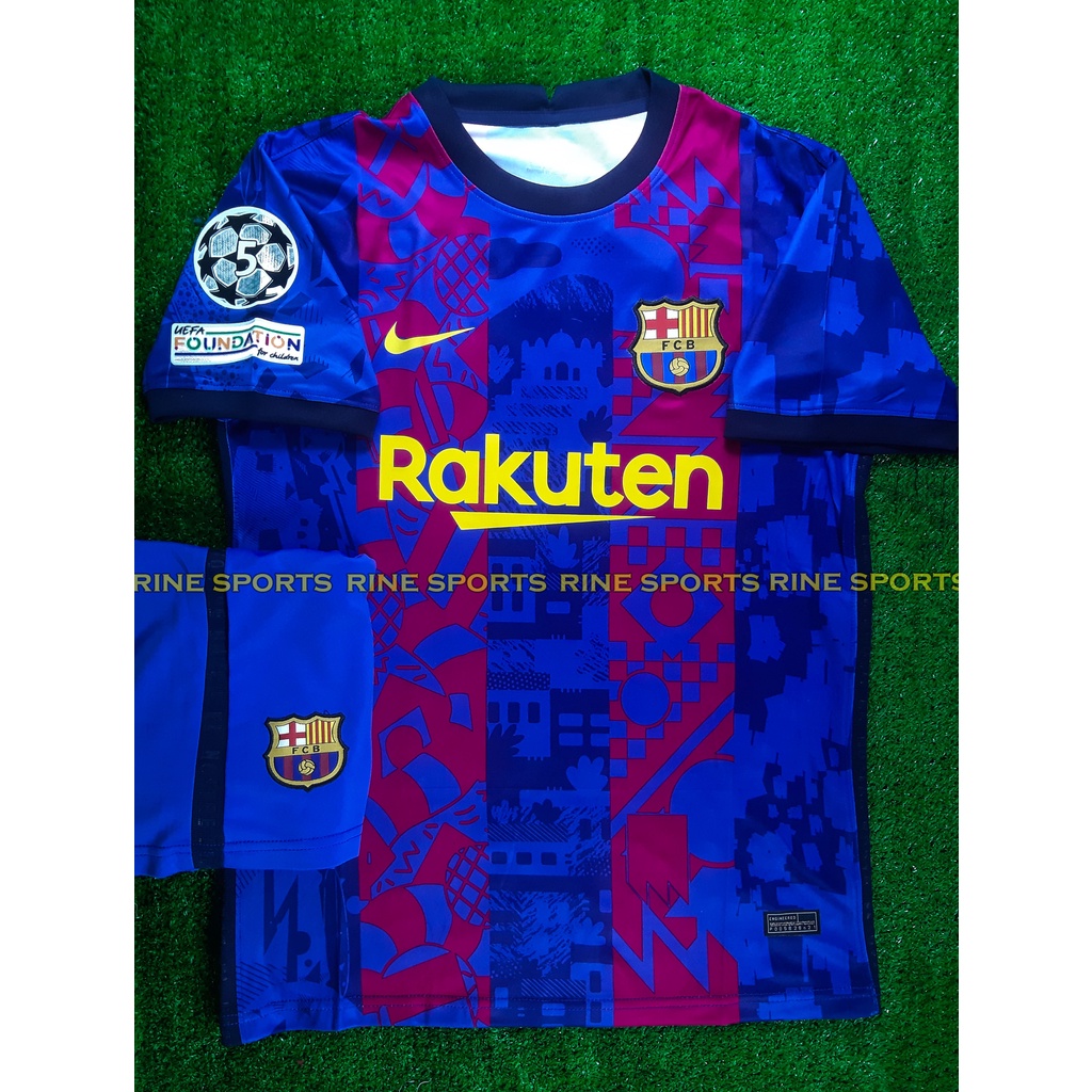 Hàng Thailand Bộ áo bóng đá Barca sân khách C1 barcelona Super hàng thailand 2021-2022 Giống thi đấu