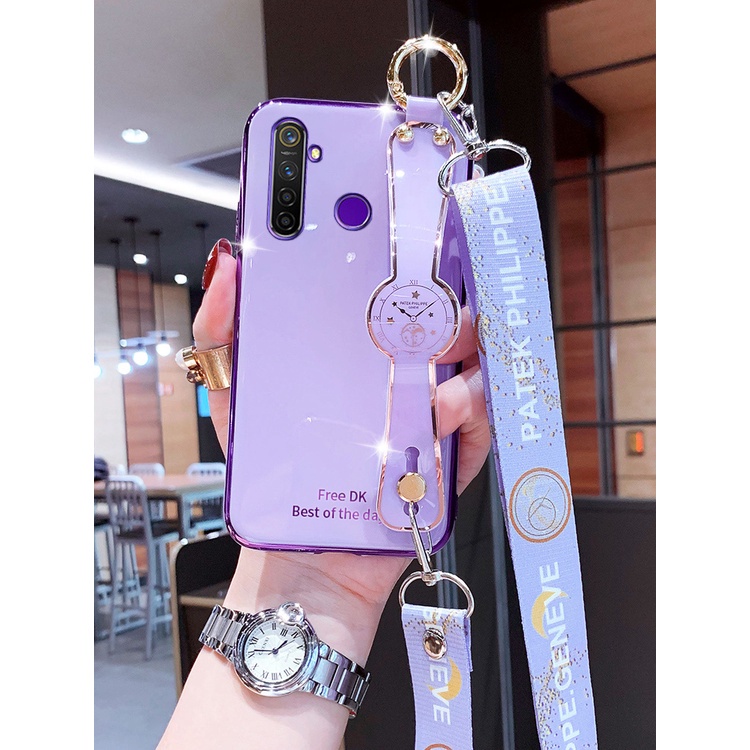 Ốp Điện Thoại Dẻo Đính Đá Sang Trọng Kèm Dây Đeo Cổ Cho realme 5 6 5i 6i case 7 8 6 pro c3 realme 8i 8 pro 8 5g