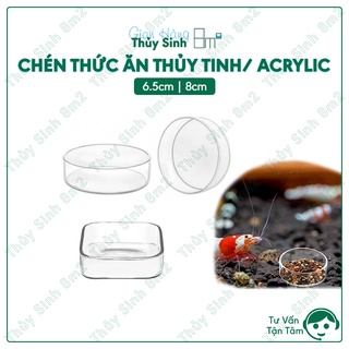 Chén tép, chén đựng thức ăn cho tép cá, chén tép acrylic, chén tép thủy tinh | 8m2