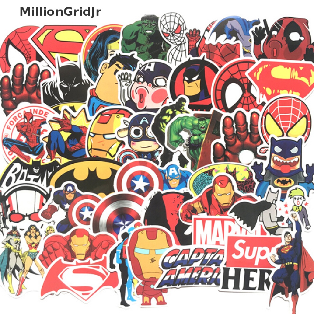 Bộ 50 Miếng Dán marvel Nhiều Màu Chống Thấm Nước Trang Trí laptop Xe Máy