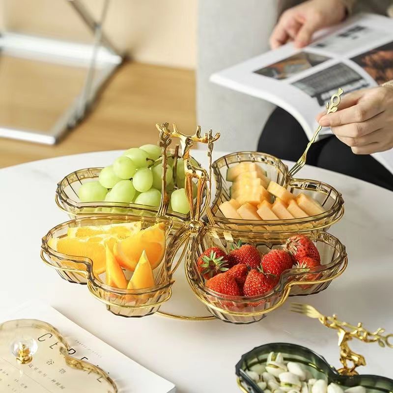 Đĩa Đựng Trái Cây/ Bánh Kẹo Bằng Nhựa Khung Sắt Nghệ Thuật Thời Trang Cao Cấp Có Thể Tháo Rời Phong Cách Mới Sang Trọng Sáng Tạo Cho Phòng Khách/Quán Cà Phê