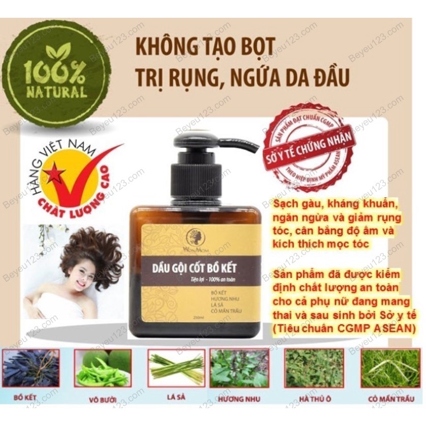 COMBO Tắm gội hữu cơ cho Bầu và sau sinh Wonmom (1 Sữa tắm + 1 Dầu gội cốt bồ kết) (Sản xuất tại Việt Nam)