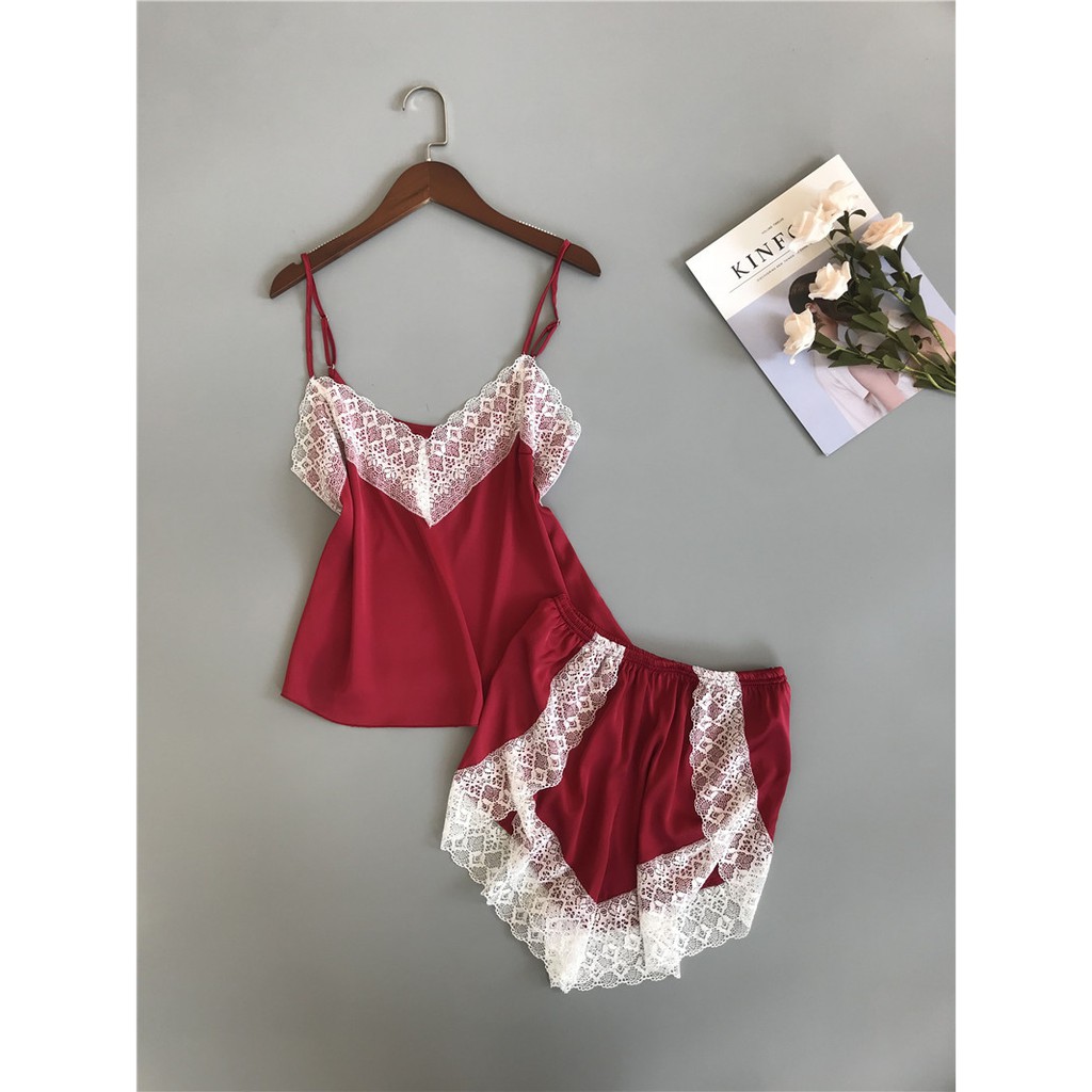 💯✴FREESHIP ĐƠN 150K💯✴ [M/L/XL 65KG ] đồ ngủ lụa đùi 2 dây cao cấp SL160 | BigBuy360 - bigbuy360.vn