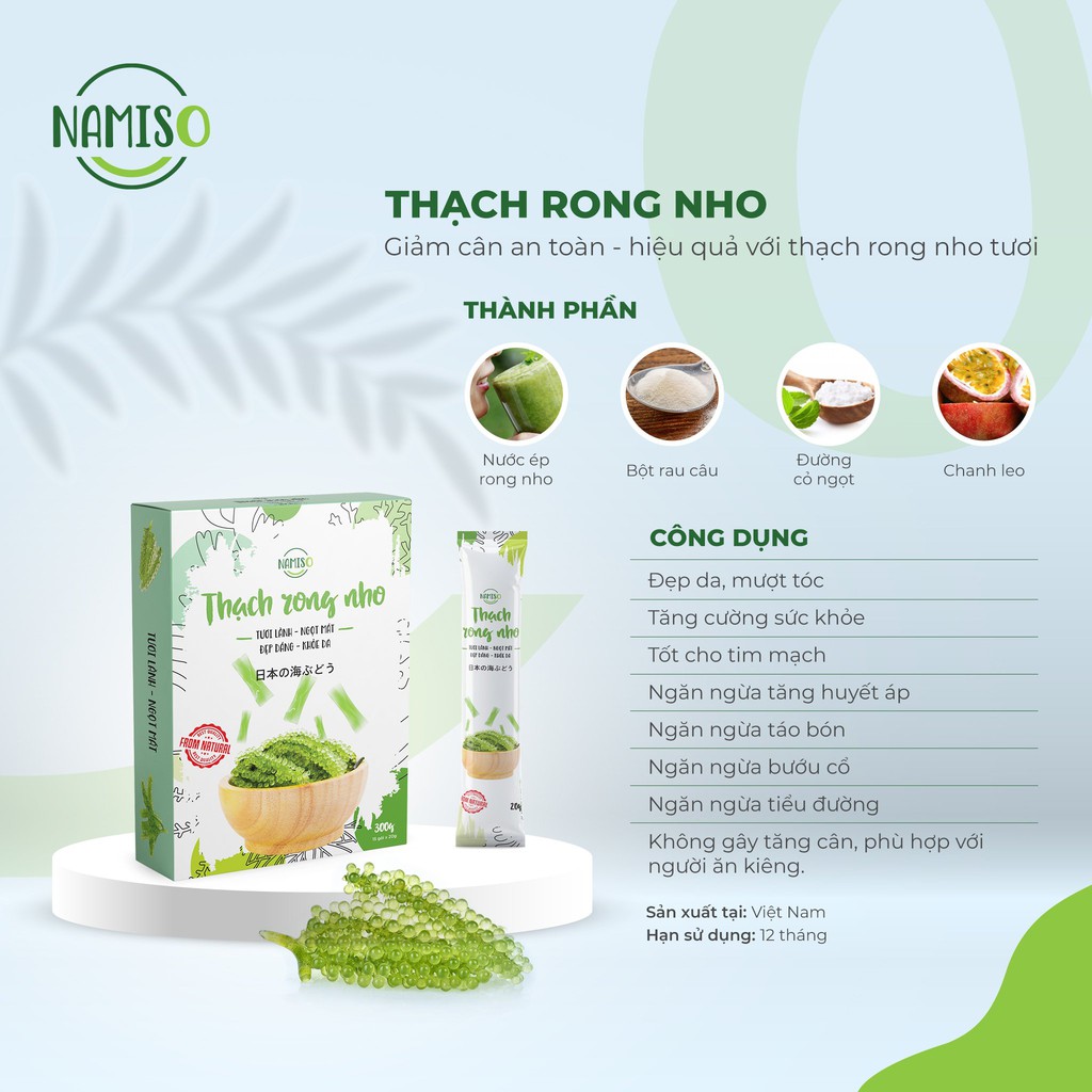 [Rẻ Vô Địch] Rong Nho Namiso 1 GÓI 25gr tách nước Chính hãng - Công Nghệ Tách Nước Tiêu Chuẩn Nhật Bản | BigBuy360 - bigbuy360.vn