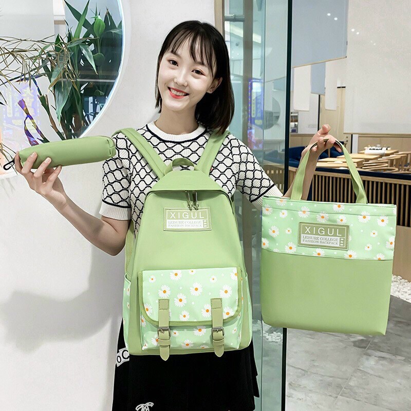 [HOT TREND] Set balo chống nước 3 món hoa cúc nhí.abe