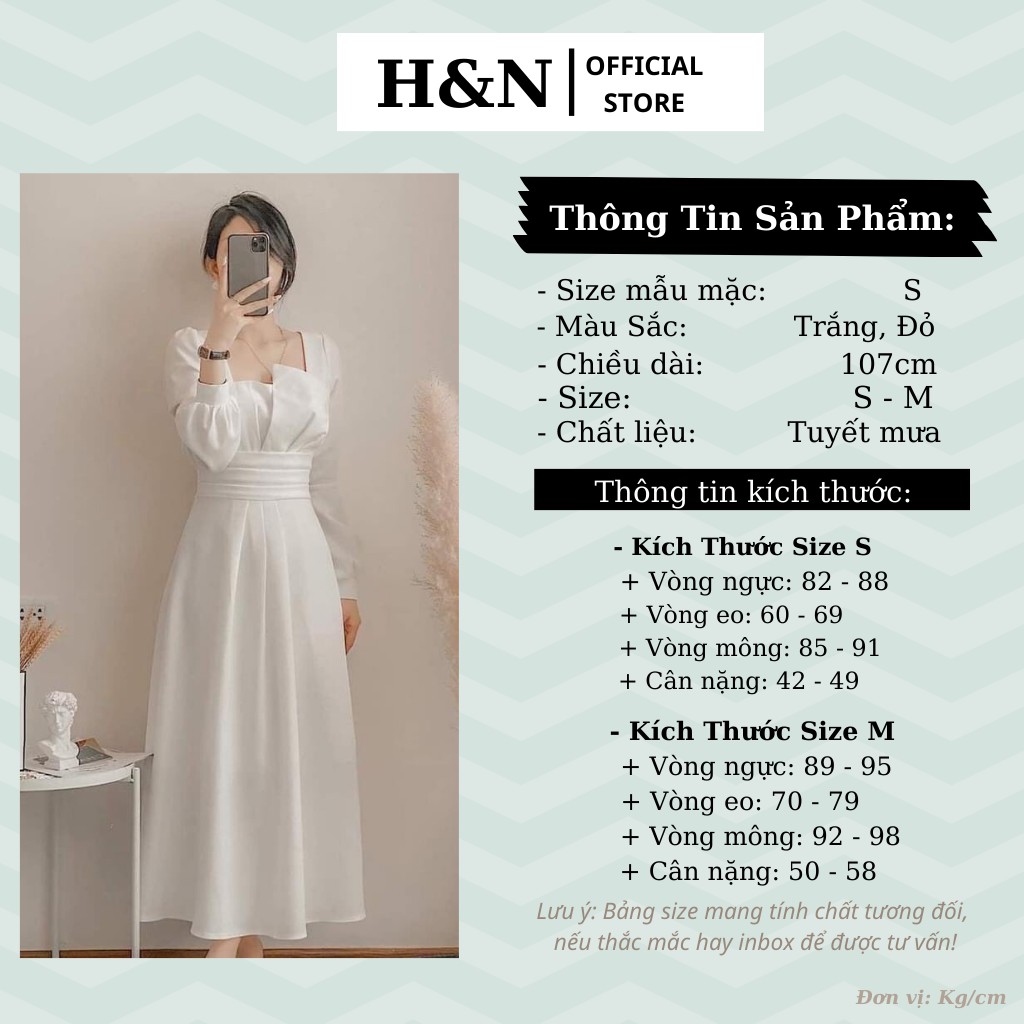 Váy Thiết Kế Dáng Suông Dài, Váy cô vuông lệch sang chảnh - H&N Store