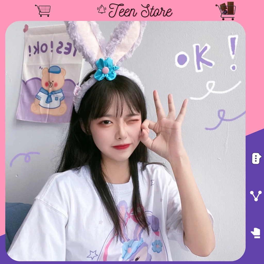 Bờm Cài Tóc Tai Thỏ Stella Dài Màu Tím Cute Dễ Thương Phong Cách Hàn Quốc Teen Store TS1036