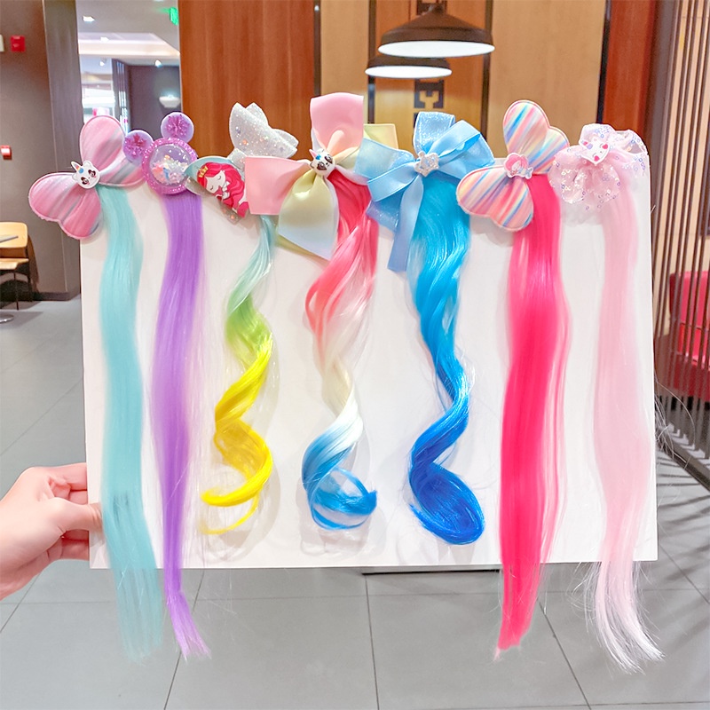 Kẹp Tóc Hình Kỳ Lân Đính Tóc Giả Nhiều Màu Sắc Phong Cách Hàn Quốc Thời Trang Cho Bé Gái