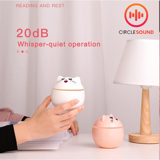 MÁY TẠO ĐỘ ẨM HÌNH MÈO ĐÁNG YÊU CÓ ĐÈN NHIỀU MÀU