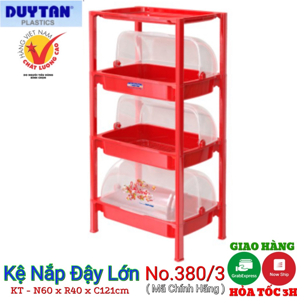 Kệ chén có nắp nhựa duy tân LỚN 3 ngăn-4 tầng- KT- 59.5 x 40.5 x 121 cm