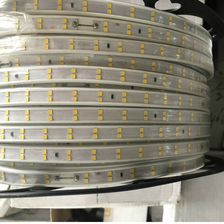 Đèn led dây đôi 2835 220V, Led dây đôi màu vàng xanh dương xanh lá trắng rgb đủ màu, Led dây trang trí quấn cây đèn hắc