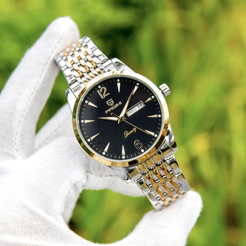 Đồng Hồ Nam PG9079 ❤️FREESHIP❤️ Chính Hãng Dây Thép, Kim Loại Không Gỉ Kim Dạ Quang Mặt Đen Nam Tính Sang Trọng