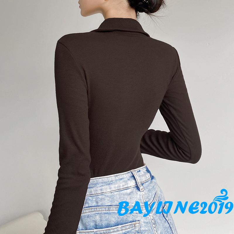 Áo liền thân tay dài cổ V màu trơn gợi cảm size S/M/L cho người lớn