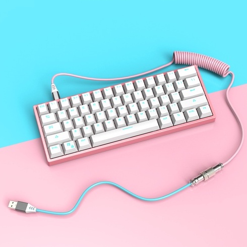 Dây Cáp Lò Xo Lõi Kép Cổng USB Type C Gắn Bàn Phím Cơ