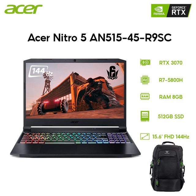 Laptop Acer Nitro 5 AN515-45-R9SC R7-5800H | 8GB | 512GB | RTX 3070 8GB | 15.6' FHD Win 10