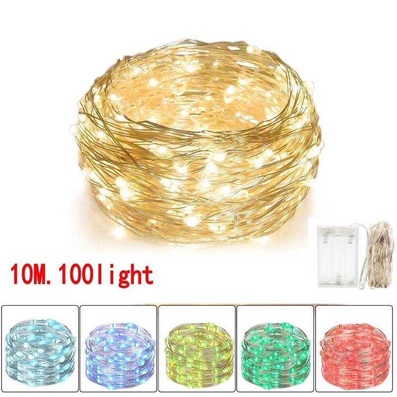 Dây đèn LED 100 bóng dài 10m nhiều màu sắc trang trí sân vườn