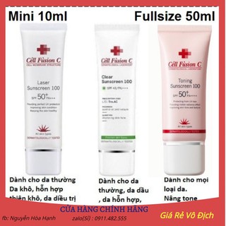 (Đủ Bill) Kem chống nắng Cell Fusion C Laser / Clear / Toning Suncreen Đỏ / Xanh
