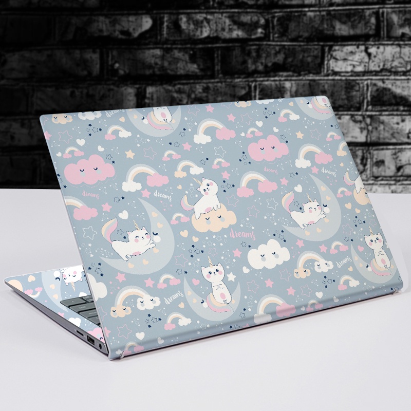 Miếng Dán Laptop - Mẫu mèo kỳ lân cute - Dán cho Dell, Hp, Asus, Lenovo, Acer, MSI, Surface,Vaio, Macbook