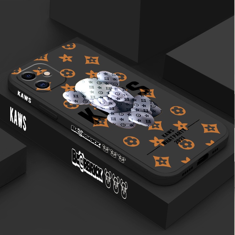 Ốp Điện Thoại Tpu Dẻo Họa Tiết Hoạt Hình Gấu Kaws Kèm Dây Đeo Và Ngăn Đựng Thẻ Cho Iphone 11 12 Pro Max Mini Se 2020 X Xr Xs Max 7 8 Plus
