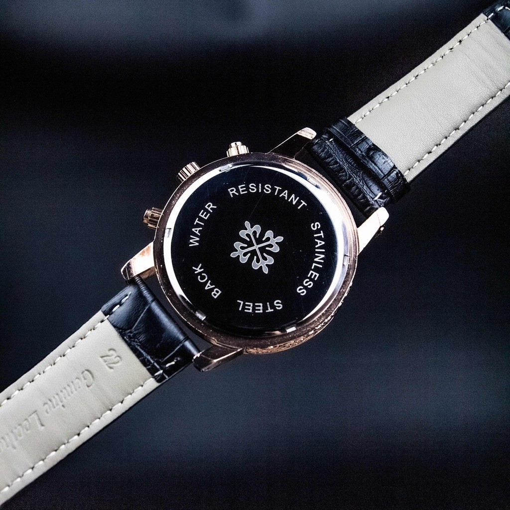 Combo Đồng hồ nam dây da PAT001 mặt kính Sapphire chống xước  Thời Trang và Ví Da tặng kèm