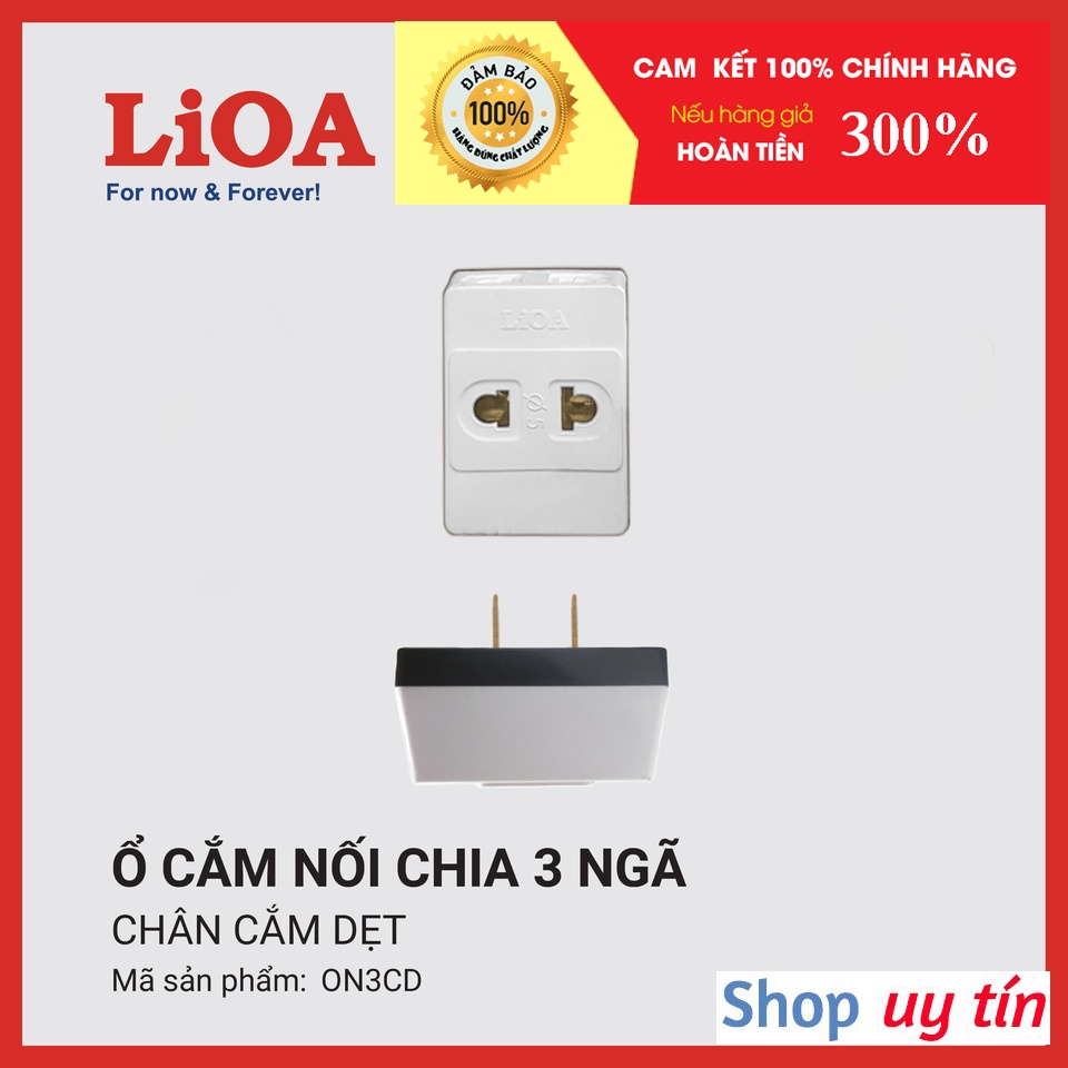 [CHÍNH HÃNG] Ổ cắm nối chia 3 ngã LiOA - Ổ cắm chia 1 thành 3 LiOA - Phích cắm 1 ra 3 LiOA chân tròn ∅4, ∅5, chân dẹt