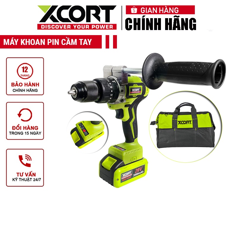 Máy khoan cầm tay pin không chổi than XCORT Model XDC08-2113BL Tặng kèm túi dụng cụ