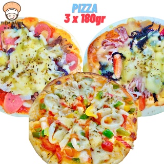 - combo 3 pizza ghẹ nghêu, tôm mực thanh cua, xúc xích nấm