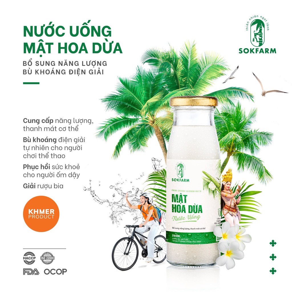 Nước Uống Mật Hoa Dừa sokfarm bù khoáng, bù điện giải