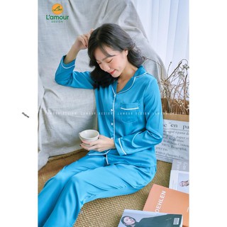 Bộ Lụa Xanh Dương - Dài Tay