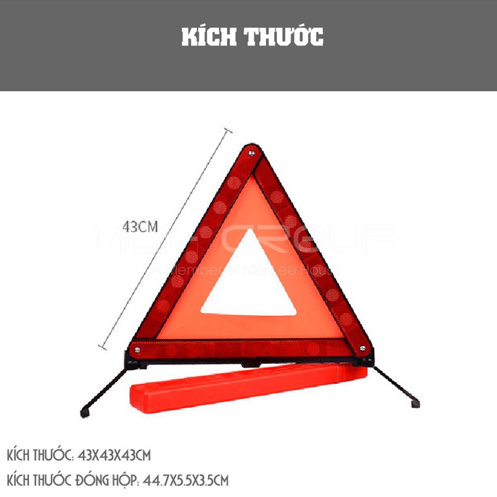 Biển Báo Phản Quang Tam Giác Cho Xe Ô tô, Xe Hơi, Xe Tải, Xe Container Rơ-móc Cảnh Báo Nguy Hiểm Từ Xa MLH