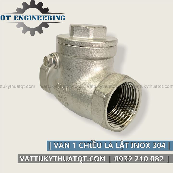 Van 1 Chiều Lá Lật Inox 304 | Nối Ren | DN15, DN20, DN25