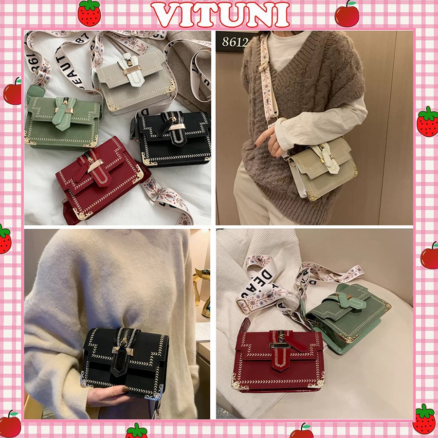 Túi đeo chéo Vituni túi xách nữ thiết kế nẹp viền da cao cấp cực đẹp TX19
