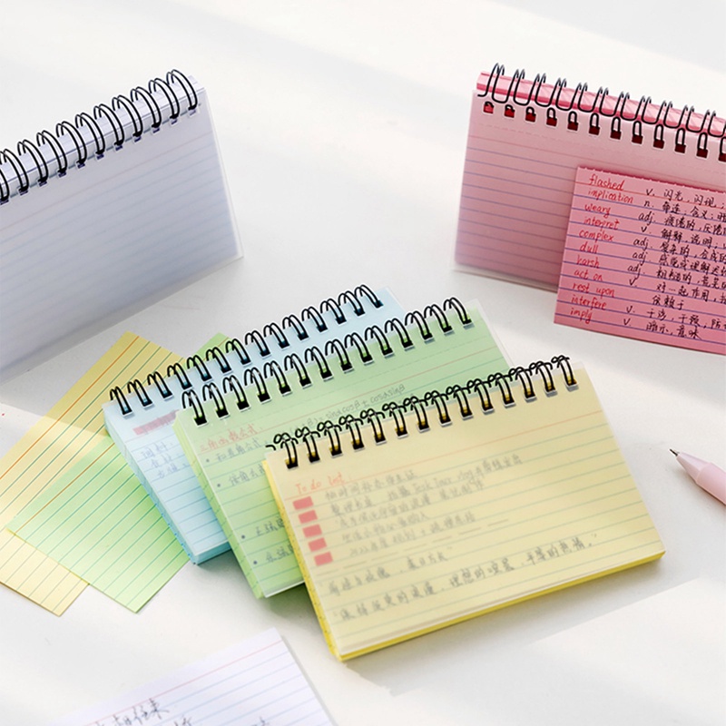 JS 50PCS Index Cards Ruled Flash Cards With Double Covers Record Revision Note Paper With Spiral 5x3 Inches