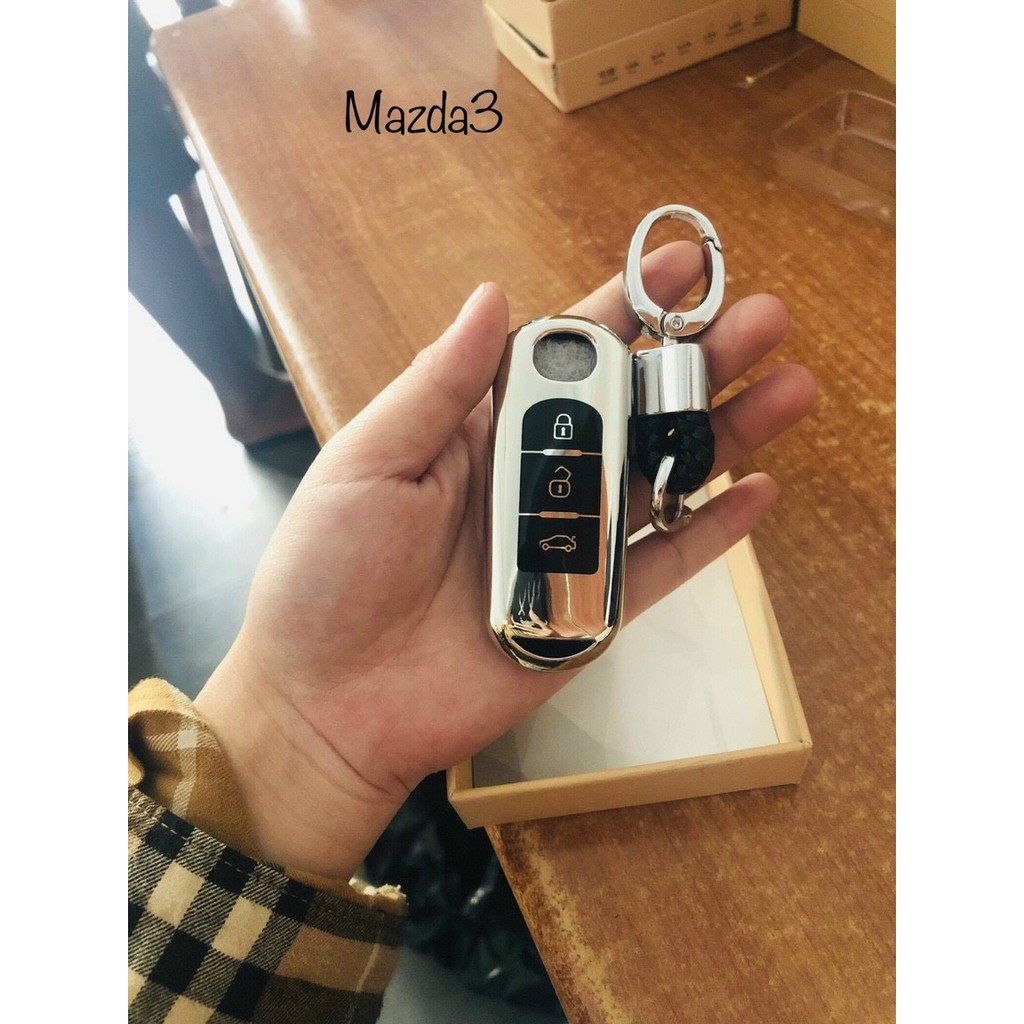 Ốp chìa khóa Mazda 2, Mazda 3, Mazda 6, Mazda Cx5, CX8 - Mẫu Silicoll tráng gương crom