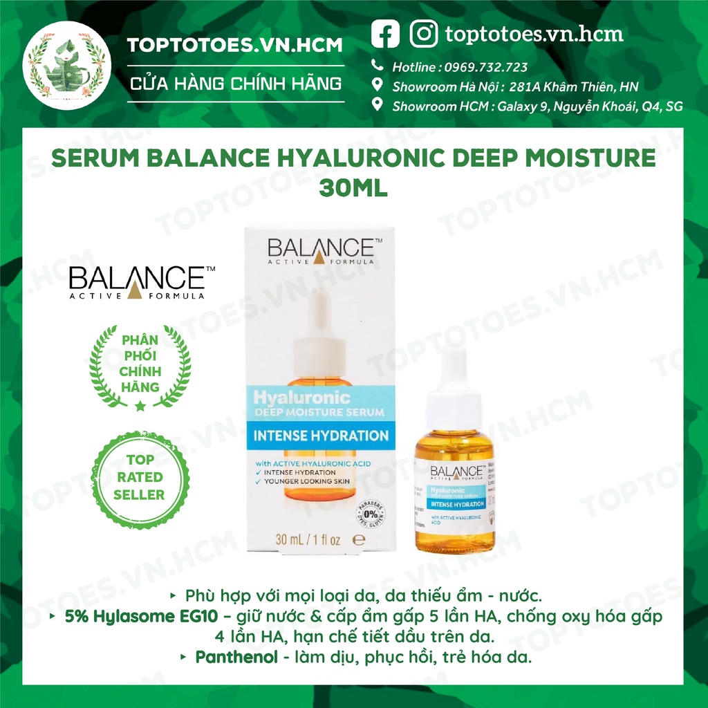 Serum cấp nước, dưỡng ẩm Balance Hyaluronic Deep Moisture 30ml [NHẬP KHẨU CHÍNH HÃNG 100%]