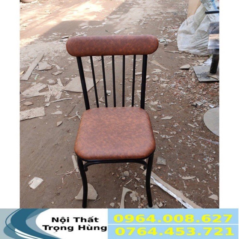 ghế gỗ nệm chân sắt cafe giá rẻ