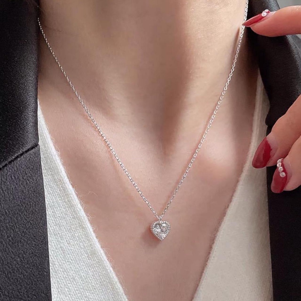 Dây chuyền mặt trái tim đá nhỏ MAINOMI mã kèm quà tặng, nhỏ nhắn xinh xắn