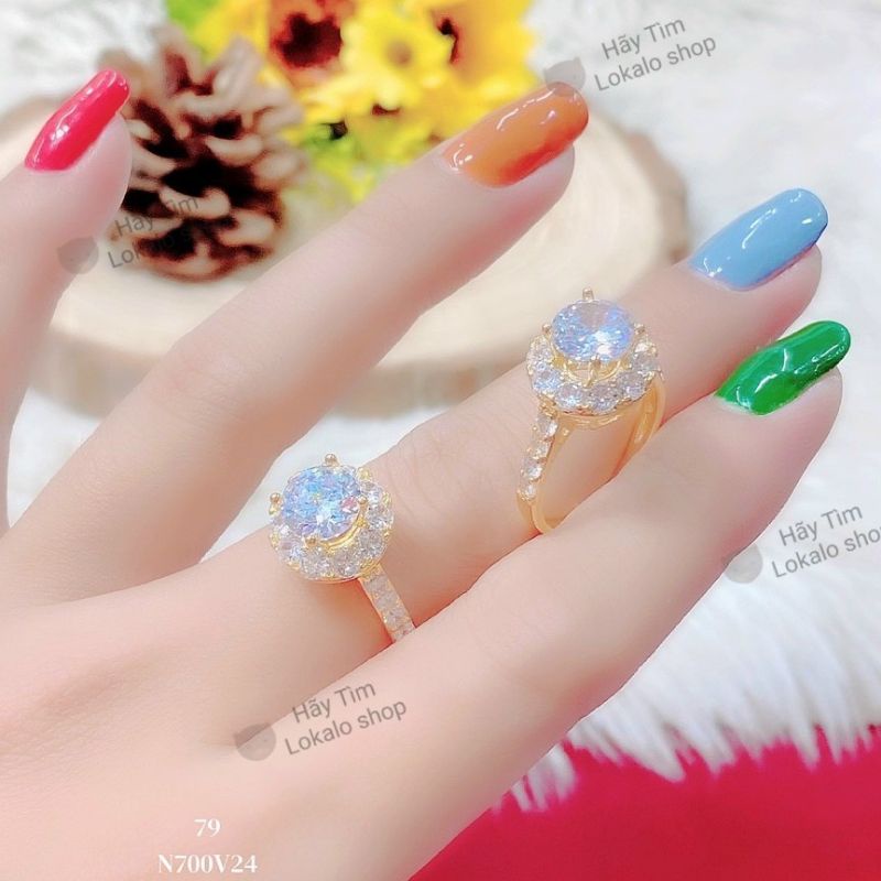 Nhẫn Nữ Đẹp Mạ Vàng 18k Đính Đá Moissanite M5 15822 Cao Cấp Lokalo Shop - Đeo Bền Và Xinh Đẹp Giống Như Nhẫn Thật