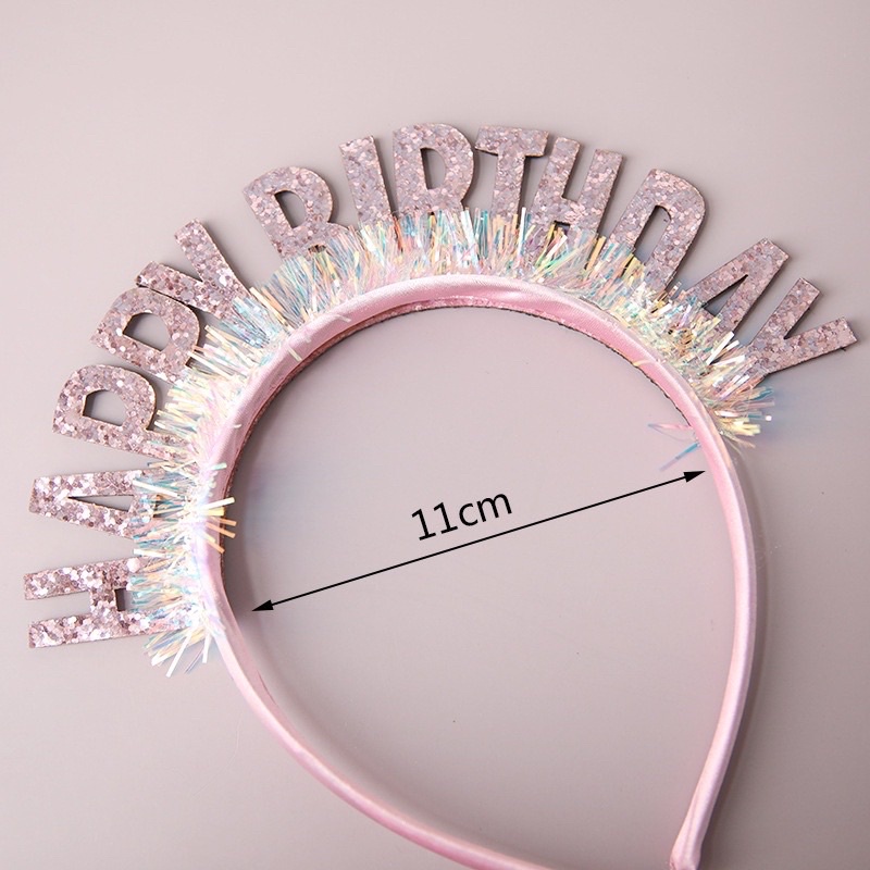 Cài tóc Happy Birthday lấp lánh bling bling, Băng đô chúc mừng sinh nhật lấp lánh