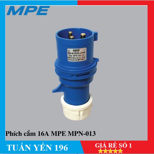 ⚡️Ổ CẮM CÔNG NGHIỆP, PHÍCH CẮM 16A MPE MPN-013 chống nước ip44⚡️