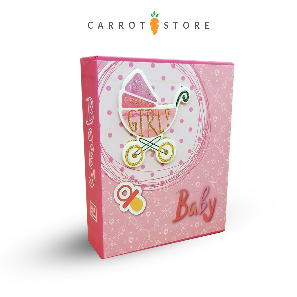 Album ảnh 10x15cm chứa 40 ảnh, album bìa giấy in nổi baby boy, baby girl có hộp