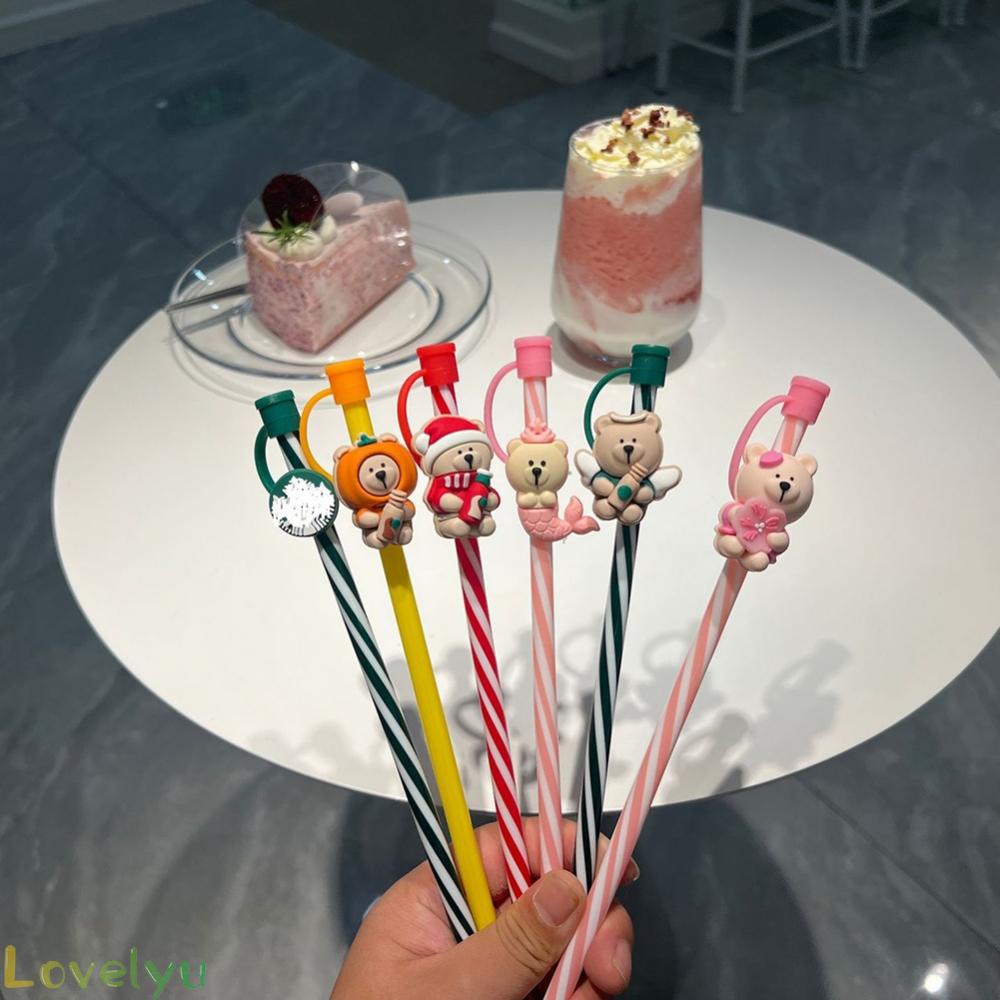◀READY▶Silicone Straw Plug Starbucks Reusable Straws plug Dust-proof and leakage Cute Drinking Splash Proof Straw Cap# Good Quality